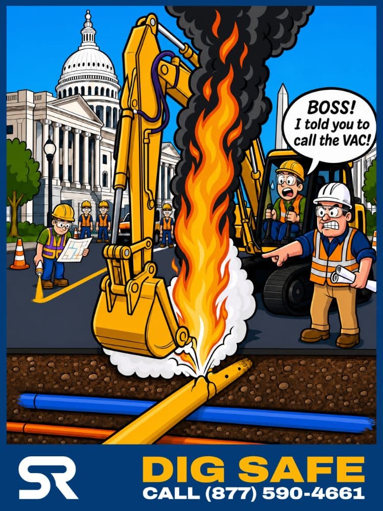 SRVacJet Dig Safe sticker: Boss! I told you to call the VAC!